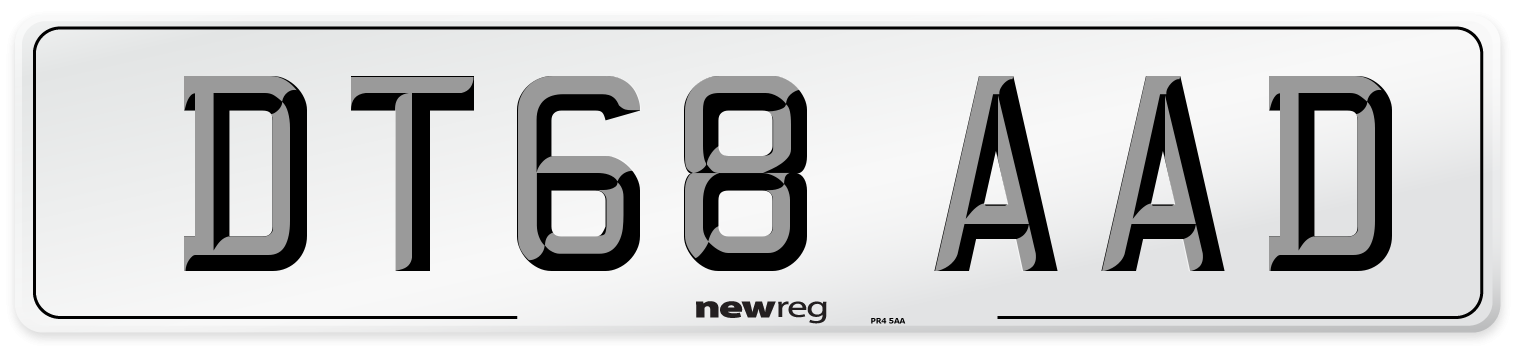 DT68 AAD Number Plate from New Reg